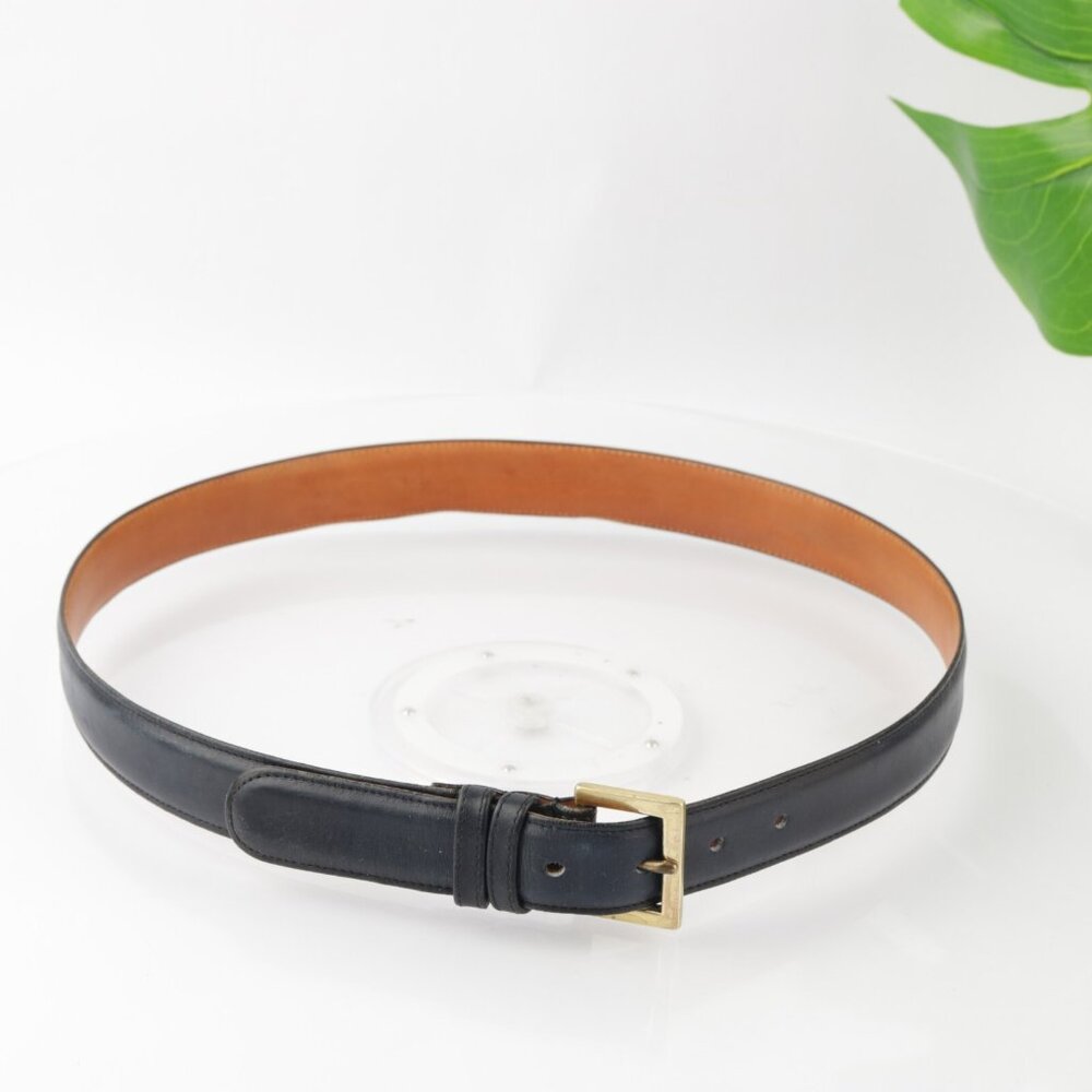 VTG Coach Mens Belt Size 36 Navy Blue Leather New York USA Gold Brass Buckle - Picture 14 of 14